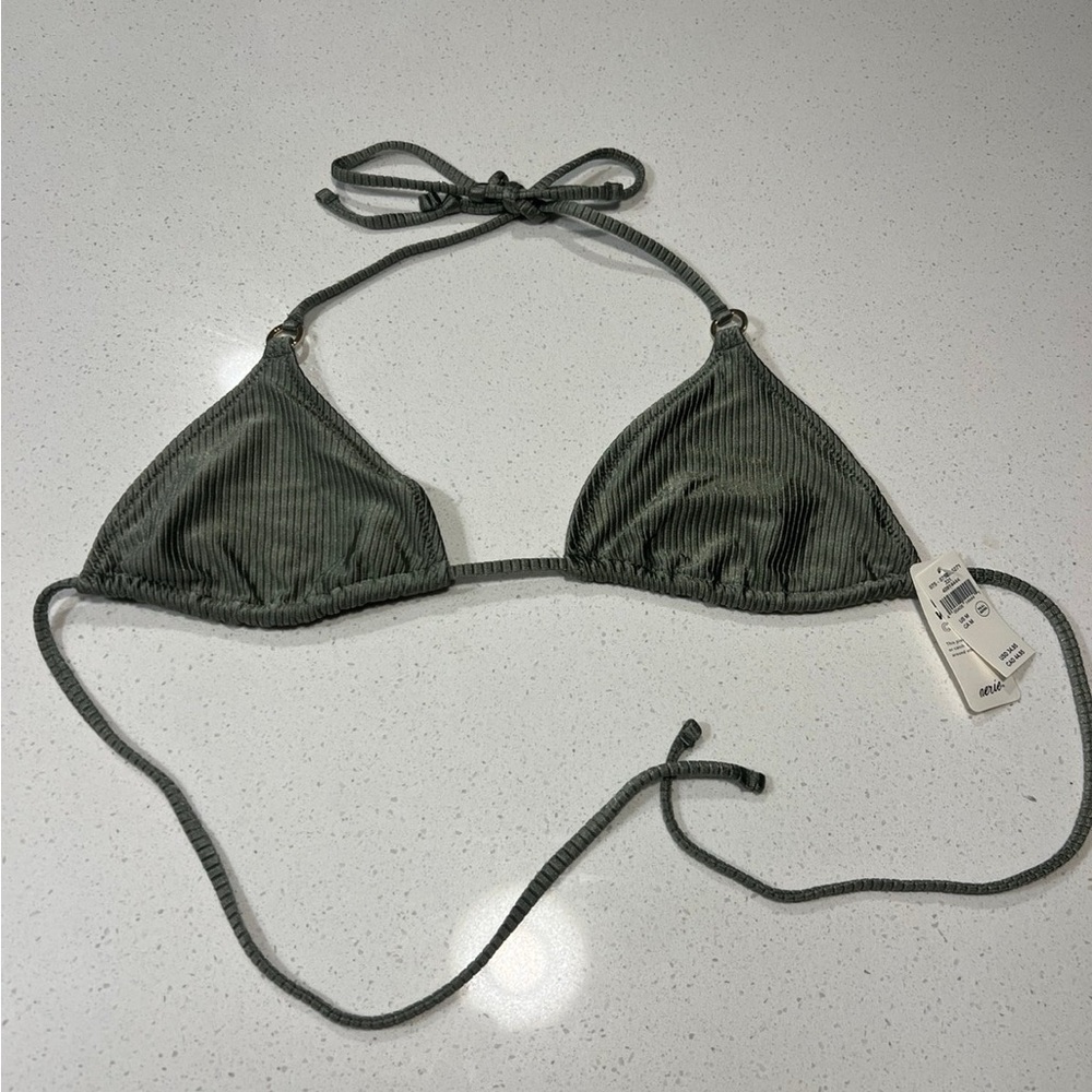 Aerie Ribbed Bikini Top in Olive
